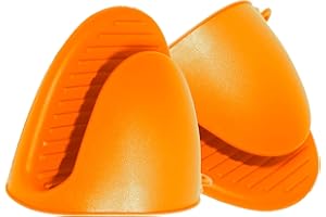 MLL PRODUCTS Guantes Silicona Freidora De Aire Air Fryer - Manoplas Cocina - Agarraderas Cocina - Manoplas Horno Silicona - Mini Guantes Cocina Resistentes al Calor - Cubiertas para Hornear. (Naranja)