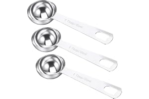 JJUNW 3 st. rostfritt stål kaffeskedar portionskopa, 15 ml mätsked med långt handtag kaffesked portionerare kryddsked för bakning och matlagning