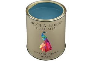 NICOLA VERNICI Vernice Vintage Chalk Shabby a Base di Acqua, per Interni ed Esterni, Aspetto Opaco, Made in Italy, Colore Blu Italia - Formato 1 lt