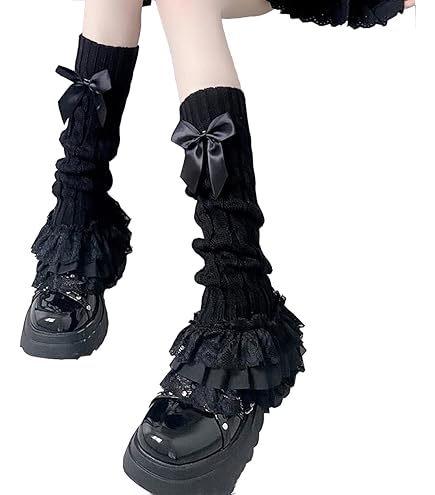PHOGARY 2 Paare Stulpen Damen Winter Beinwärmer, Stricken Häkelarbeit Kurze Knopf Leg Warmers Mädchen Stiefel Boot Abdeckung Für Winterwärmer (Schwarz + Grau