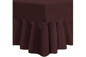COTTON WORKS Valance Fitted Sheets Combed Poly-Cotton Plain Dyed Non Iron Percale Frilled Pleated Box Bed Sheet Bedding(Brown, Single)