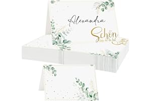 MORLUKS 50 Stück Tischkarten Schön dass du da bist, Tischdekoration Namenskarten Hochzeit, Tischkarten Blanko zum Beschriften Platzkarten für Hochzeit Geburtstag Konfirmation Kommunion Taufe Feier