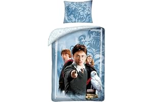 HALANTEX Juego de ropa de cama de algodón 140 x 200 cm + 70 x 90 cm con diseño de Harry Potter Hedwiga