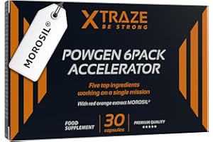 ‎XTRAZE Morosil, Grüner Tee, Cayennepfeffer, Vitamin C, Vitamin B6 und Schwarzer Pfeffer - 30 Kapseln für 30 Tage - PowGen 6pack Accelerator - XTRAZE