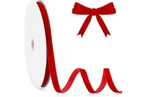 SERENEGLOW Cinta Terciopelo Rojo 10 mm X 23 m Cinta de Terciopelo Cinta Roja Navidad Cinta Regalo Cinta Navidad Cintas Navideñas para Arbol DIY Lazos Navidad Grandes Cintas Navideñas Cinta De Regalo San Valentin