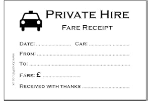 XXION™ PRINT Private Hire, Minicab or Taxi Fare Receipt Pads - Pack of 4 x 100 Sheet Pads (400 Receipts) - in Stock - Free Fast Delivery