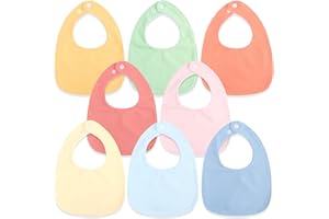Minizone Baby Waterproof Bibs 8 Piece, TPU Layer for Super Absorbent and Waterproof, Pure Cotton Dribble Bibs for Drooling and Teething for Boys Girls, D
