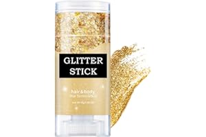GRFIT Glitter Body Gel, Body glitter cream, Brillantini Make Up Gel, Viso Glitterato Gel Sparkle Glitter per Viso, Capelli, Unghie, Occhi, Labbra, Chunky Glitter Gel per Musica, Festival (Gold)