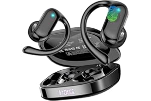 DUSONLAP Cuffie Bluetooth Sport, Auricolari Bluetooth 5.4 con Stereo HiFi, 32 Ore IP7 Impermeabili Open Ear Cuffiette Bluetooth con Display LED, Auricolari Cancellazione Rumore con Comandi Touch