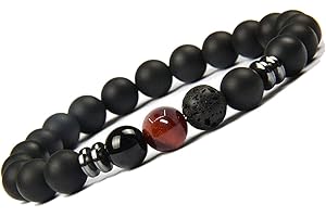 UEUC Chakra Balance Yoga Bracelet en Pierre d'onyx Naturel Bracelet diffuseur pour Les Hommes et Les Femmes