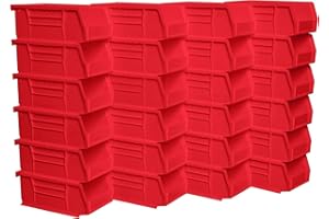 Akro-Mils 30220 AkroBins Plastic Storage Bins, Space-Saving Stackable Bins for Garage, Pantry, Craft Organization, 17.78 cm x 10.16 cm x 7.62 cm, Red, 24-Pack