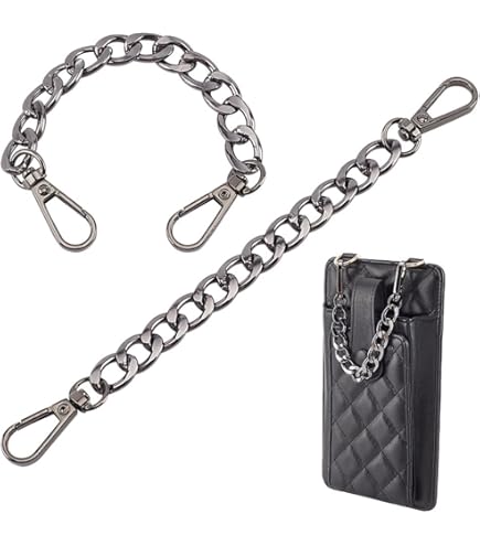 UNICRAFTALE 2 stuks schouderbandverlengingen met ketting voor handtas, schouderbandverlenging van legering, ovaal, schouderbandverlenger voor 12,3 cm UNICRAFTALE 2 stuks schouderbandverlengingen met ketting voor handtas, schouderbandverlenging van legering, ovaal, schouderbandverlenger voor 12,3 cm