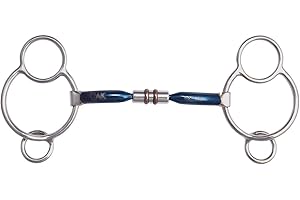 AK RIDING SPORTS LTD AK Universal Loose Ring Rotary Double Cooper Roller Snaffle Horse Riding Bit Sweet Iron AKRS-2637 (5.50'', Blue-Silver)
