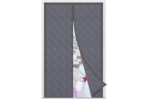 DIKER Cortina de Puerta Aislante Térmica, Cortina Térmica Magnética 110 x 210cm, Espesar Invierno Cortina De Puerta, Aislamiento Protección contra el Frío, Cierra Automá, Gris
