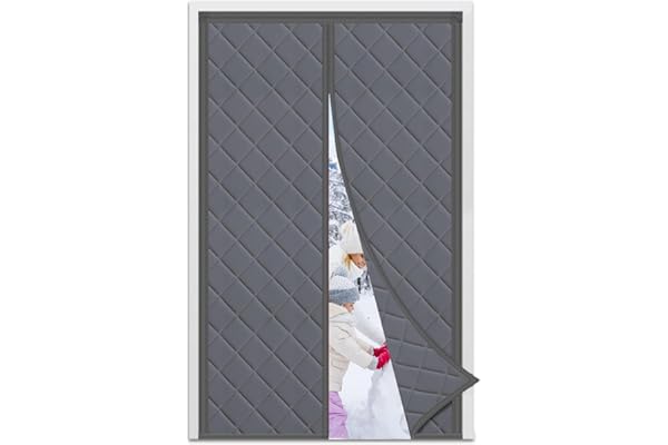 DIKER Cortina de Puerta Aislante Térmica, Cortinas Térmica Magnética, Espesar Invierno Cortina Puerta Exterior, Aislamiento Protección contra el Frío, Cierra Automá, 120 x 200cm Gris