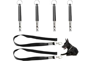 RUNEAY Dog Whistles for Recall 4 Pcs,Ultrasonic Dog Training Whistles with 2 Lanyard,Adjustable Frequency,for Recall Stop Barking Dog Training for Dog Trainers Hunters Farmers Dog Lovers