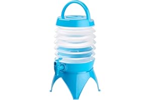 PEARL Wasserspender Faltbar: Faltbares Fässchen, Auslaufhahn, Ständer, 3,5 Liter, blau/transparent (Wasserkanister für Wasserspender, Wasserspender Outdoor, Kochgeschirr)
