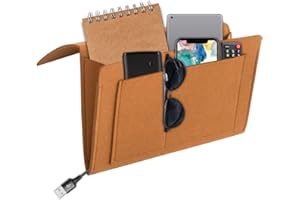 jiuzcare Bett Organizer Filz Betttasche Sofa Organizer mit 5 Taschen Organizer Fernbedienungshalter zum Einhänge Bettsofa Organizer Remote Control Caddy Hängeaufbewahrung Nachttisch, Braun