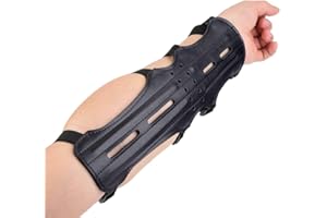 DaMohony Protector de brazo de cuero con arco, protector de antebrazo ajustable para caza