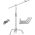 DIGITEK® (DCST 001) 11ft (apx) Heavy Duty Light Boom C-Stand with 3.5ft Holding Arm & Grip Head, Multi Angle Adjustment, Spring Loaded Aluminium Rod, for Flashlights, Reflectors, Softboxes & Umbrellas