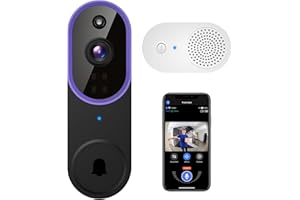 guggre 1080p Wireless Video Doorbell with Indoor Ring Chime, AI Human Detection, 2-Way Audio, Night Vision, AES-128 Cloud Storage, Real-Time Alerts, for Home Protection (Purple)