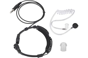 ELPRICO Microfono Regolabile per la Gola, Auricolare per Walkie Talkie con Microfono per la Gola con Microfono, Auricolare per Tubo Acustico Ad Aria per Impieghi Gravosi per per