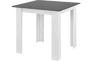 [en.casa] Tavolo da Pranzo con Piano Quadrato e Gambe a Forma di L 80 x 80 x 76cm Tavolo da Cucina in Design Moderno - Bianco/Grigio Scuro