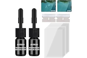 Dwzain Windscreen Repair kit 2PCS Glass Repair kit Windshield Repair kit Windscreen Scratch Repair kit Suitable for Repairing Small Fragments Bull'S-Eyes Spider Webs Stars Half-Fragments