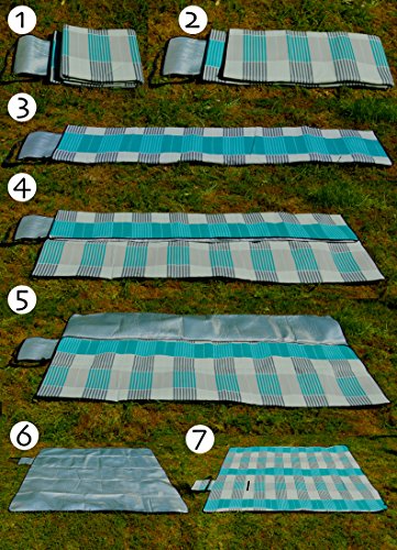 XXL Picknickdecke in trendigem Design mit Tragegriff UND TRAGEGURT 200 x 200 cm, wasserabweisend und schmutzabweisend - 6