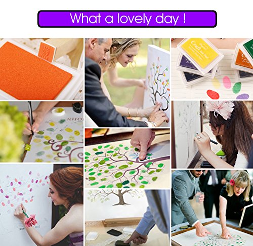 Stempelkissen Set, Aodoor Stempel Tinte fuer Papier Handwerk Stoff, Stamp Pad Fingerdruck für Scrapbook, Malerei Hochzeit Kinder Geburtstags-Gastgeschenke – 12 Farben - 6