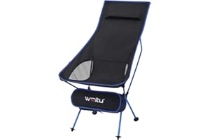 WOLTU Silla de Camping Silla Plegable Ultraligera y Portátil con Bolsa de Transporte, Silla para Acampar Fácil Transporte, para Playa,Pesca y Acampada Soporta hasta 140 KG Azul + Negro CPS8133sz