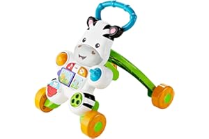 Fisher-Price Mon Trotteur Zèbre Parlant pour apprendre à marcher avec musique et activités d'éveil, pour bébé de 6 mois et plus, version française, DLD96