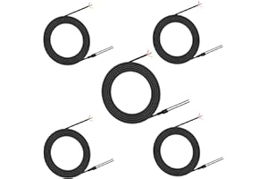 ENOPYO Lot de 5 câbles de température pour capteur de température DS18B20 10 m - Sonde étanche en acier inoxydable - Compatible avec Arduino, Raspberry Pi, Shelly et addon - E-book inclus