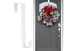 KUKIGO Wreath Hangers for Front Door,31cm Christmas Wreath Hanger Door Wreath Hook Over The Door Hanger, Door Wreath Garland Hanger Metal Wreath Holder for Halloween Easter Front Door Decorations (White)