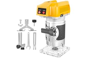 TEETOK Cordless Wood Trimmer, Brushless Wood Hand Trimmer Compatible with DCW604NT, Power Brushless Wood Router Table Tool, 10000-30000RPM with Chucks Collets 1/4",5mm & 8mm（Body only no Battery）
