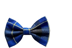 DOD.I_BOUTIQUE Papillon per cani, in tessuto scozzese, accessorio per collare, realizzato a mano nel Regno Unito (piccolo tartan blu)