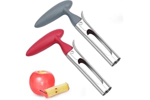 Uaugulft Levatorsoli per Mele, Set 2 Pezzi Levatorsoli per Frutta in Acciaio Inox, con Bordo Seghettato, Impugnatura in ABS, Set Snocciolatore per Mele di Alta Qualità, per Cucina, Rosso, Grigio