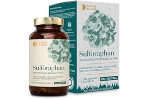 ‎NATURE BASICS Natürliches Sulforaphan - 180 Kapseln hochdosiert / 50 mg reines Sulforaphan/Hochwertig gewonnen aus Brokkoli Extrakt/Vegan, Zertifiziert & Nachhaltig im Glas