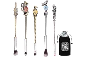 SFNTION Kit de pinceaux de maquillage Harry Potter avec sac, ensemble de pinceaux de maquillage Wizard Wand pour fond de teint Eyeliner Blending Eye Shadow Face Pencil Lip Beauty Powder Soft Brush (Gold)