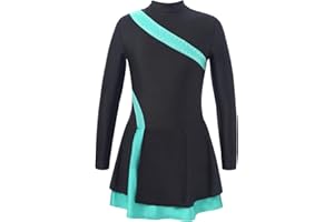 YOOJIA Mädchen Eiskunstlauf Kleid Kinder Rollschuhkleid Wettbewerb Eislaufkleid Mesh-Spleiß Gymnastik Trikot Kleid Gr. 104-152
