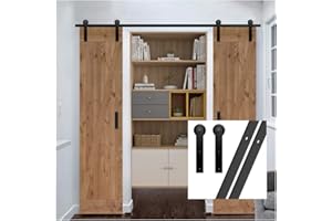 GIFSIN 11FT/335cm Sliding Barn Door Hardware Kit for Double Door, I-Shaped Hanger