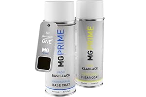 MG PRIME Peinture voiture Bombes aérosols pour Renault GNE Noir Etoile Nacre/Diamond Black Pearl Peinture de base vernis clair aérosol 400ml