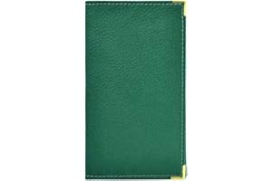 LIVAN - L601 - Porte-Chéquier Talon en Haut 2 Volets - Porte Carte - en Croute Cuir Vachette - pour Format Portefeuille (A croûte Cuir Vert foncé)