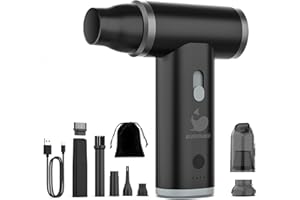 BLESSOURCE Compressed Air Duster Cleaner for PC, Stepless Adjustment 130,000 RPM with LED Light, Rechargeable Cordless Electric Duster, Portable Mini Blowerfor PC, Keyboard, Car, Home Cleaning and Outdoor Use