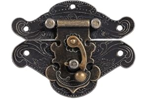 CUQUE Box Latch, Furniture Retro Latch Hasp Cabinet Latch Hasp Vintage Jewelry Box Hasp Chest Lock Plate for Wooden Jewelry Box Cabinet (M)