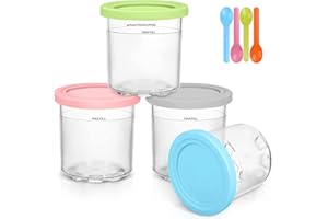 ‎AUVRGMIN Auvrgmin Eisbehälter für Speiseeis 4er-Set mit Deckeln Behälter Hausgemachte für Eiscreme Ersatzbehälter für Ninja Creami mit Deckel Kompatibel mit NC300EU NC301EU NC300Serie Eismaschinen (4pcs)