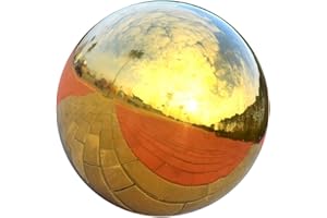 Dickly 304 Edelstahl Hohlkugel Nahtlose Spiegelkugel Kugel Hausgarten Gold, 180 mm