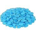 Pebble Stones 100Pcs, Luminous Cobblestones Glowing in Dark Glow Pebble Rock Stones for Walkaway, Aquarium, Home Decor, Garden, Patio and Fish Tank (Blue)