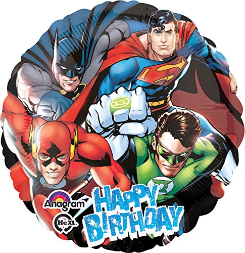 Anagram International Justice League Happy Birthday Foil Balloon Pack, 18 , Multicolor