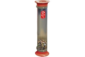 Glasdon C-Thru 15 L Battery Recycling Tube (4 Colours) – Transparent Recycling Bin for Batteries – 15 L Battery Disposal Collection Tube (Red (Funnel Lid) with Graphic)